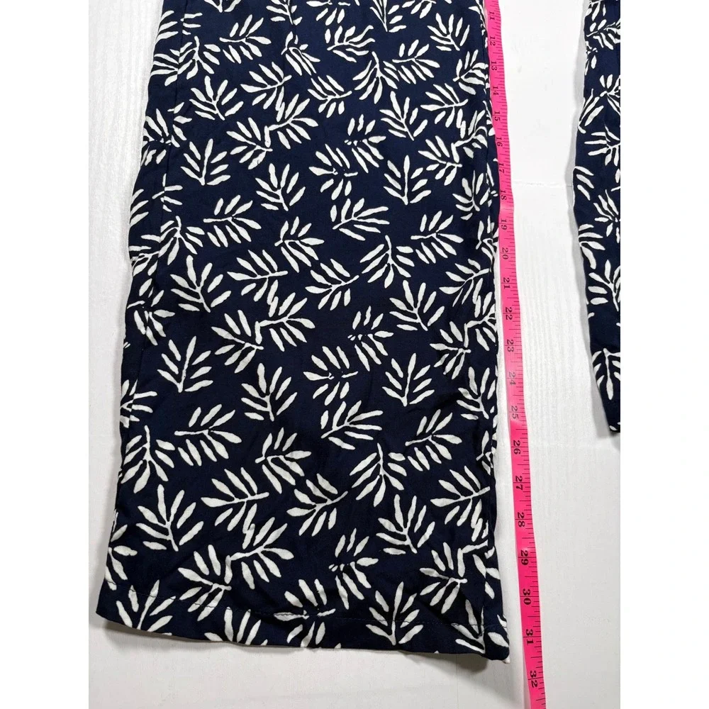 Skemo Palm Pants Navy White Tropical Leaf Print Wide Leg Rayon XL NEW Beach Boho